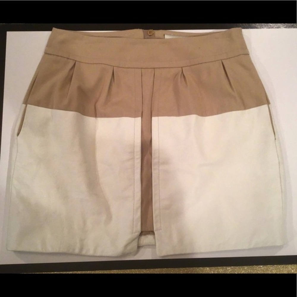 Leifsdottir Tan and White Mini Skirt